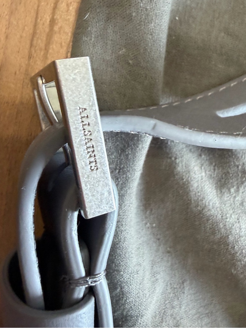New With Dust Bag $249 AllSaints Half-Moon Crossbody Bag in Light Gray - Picture 6 of 15